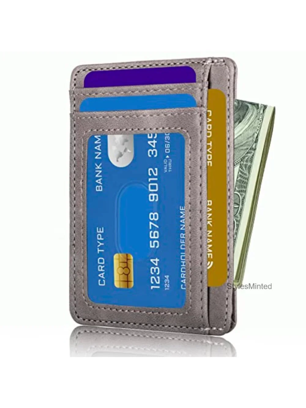 RFID Blocking Minimalist Slim Front Pocket Wallet Card Holder